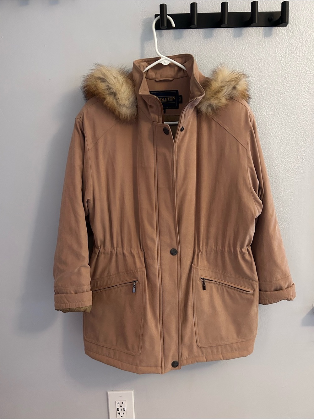 Pendleton Women's Tan Puffer Coat with Faux Fur Hood